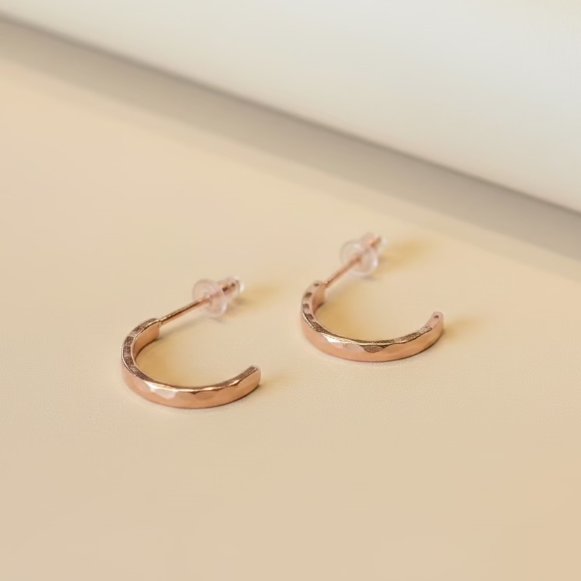 Lazy Maisie Hammered Huggie Hoops Gold