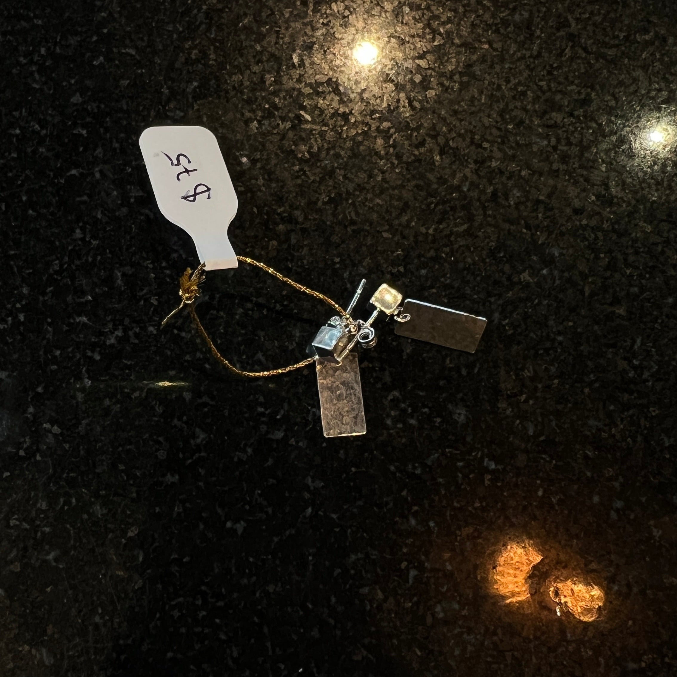 Lazy Maisie Rectangle Square Stud Earrings Silver