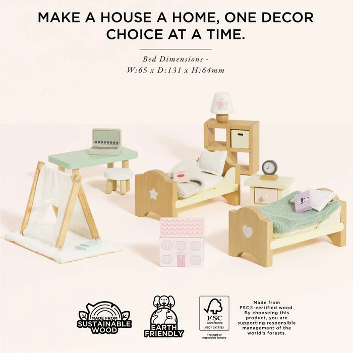 Wooden Doll House Child’s Bedroom Furniture - Le Toy Van