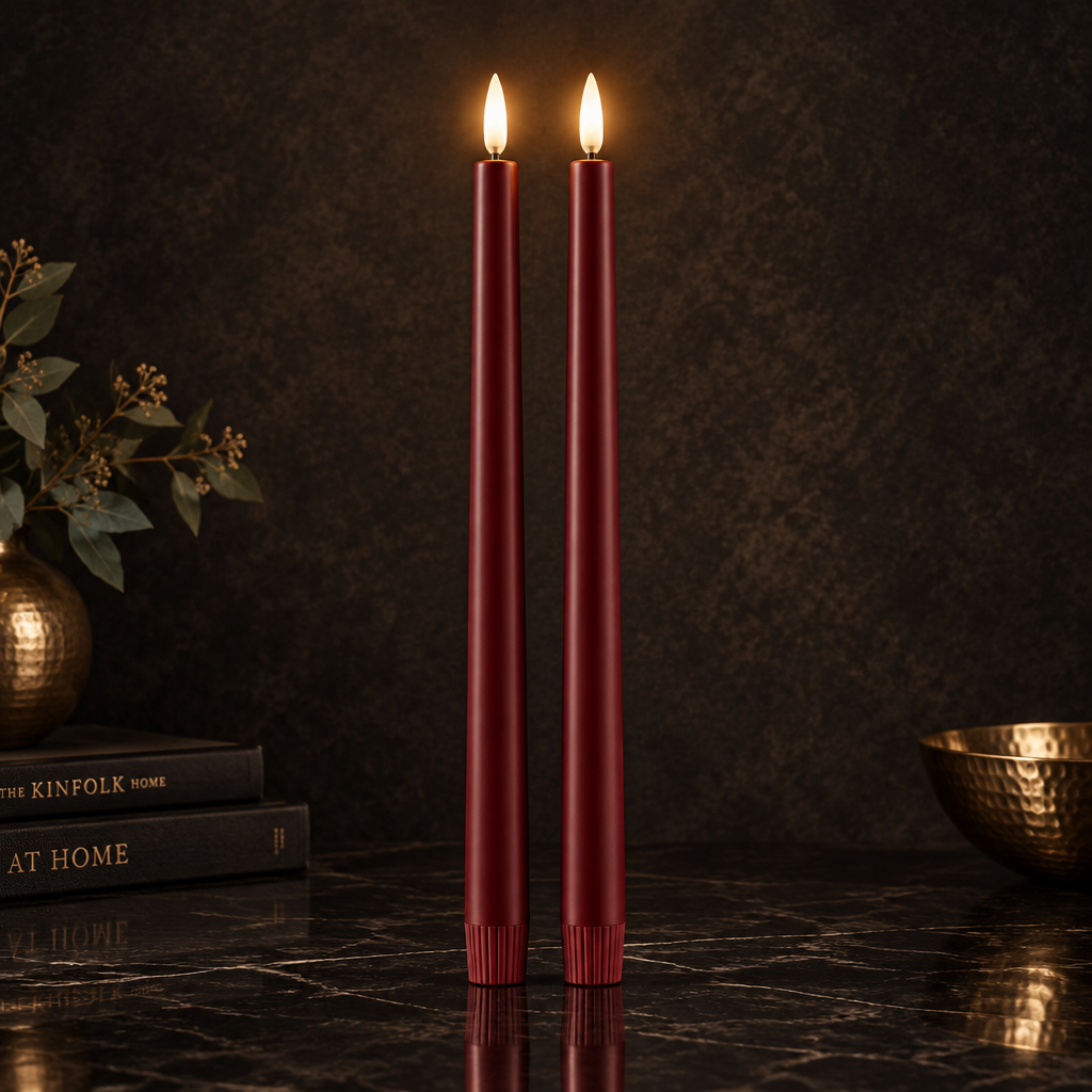 Piffany - LED Taper Candle Red (2pk)