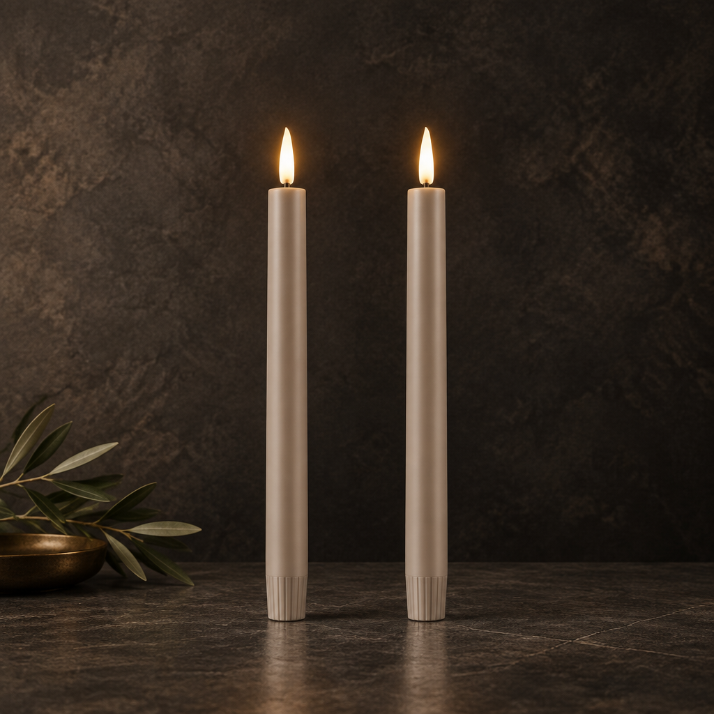 Piffany - LED Taper Candle Sandstone (2pk)