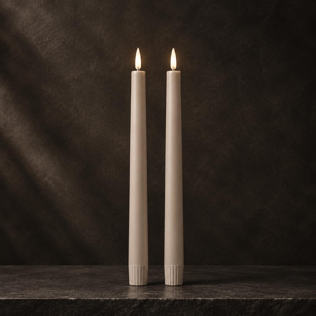 Piffany - LED Taper Candle Sandstone (2pk)