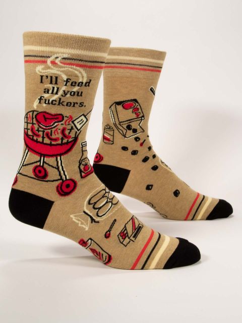 Blue Q Men's Socks Feed You Fuckers