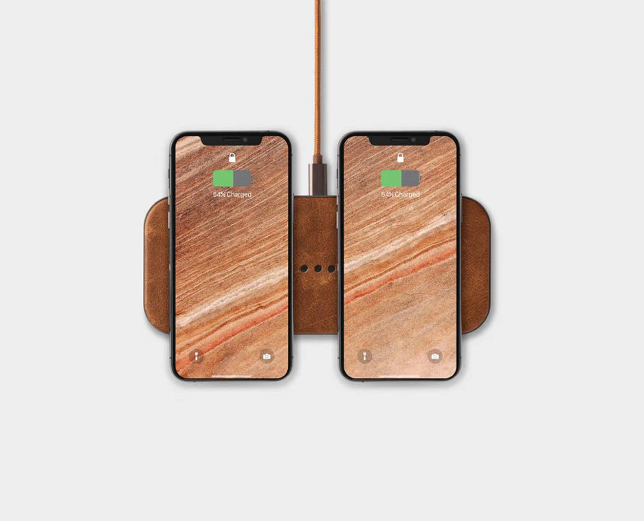 Catch:2 Classiics Leather Wireless Charger-Dual/Saddle