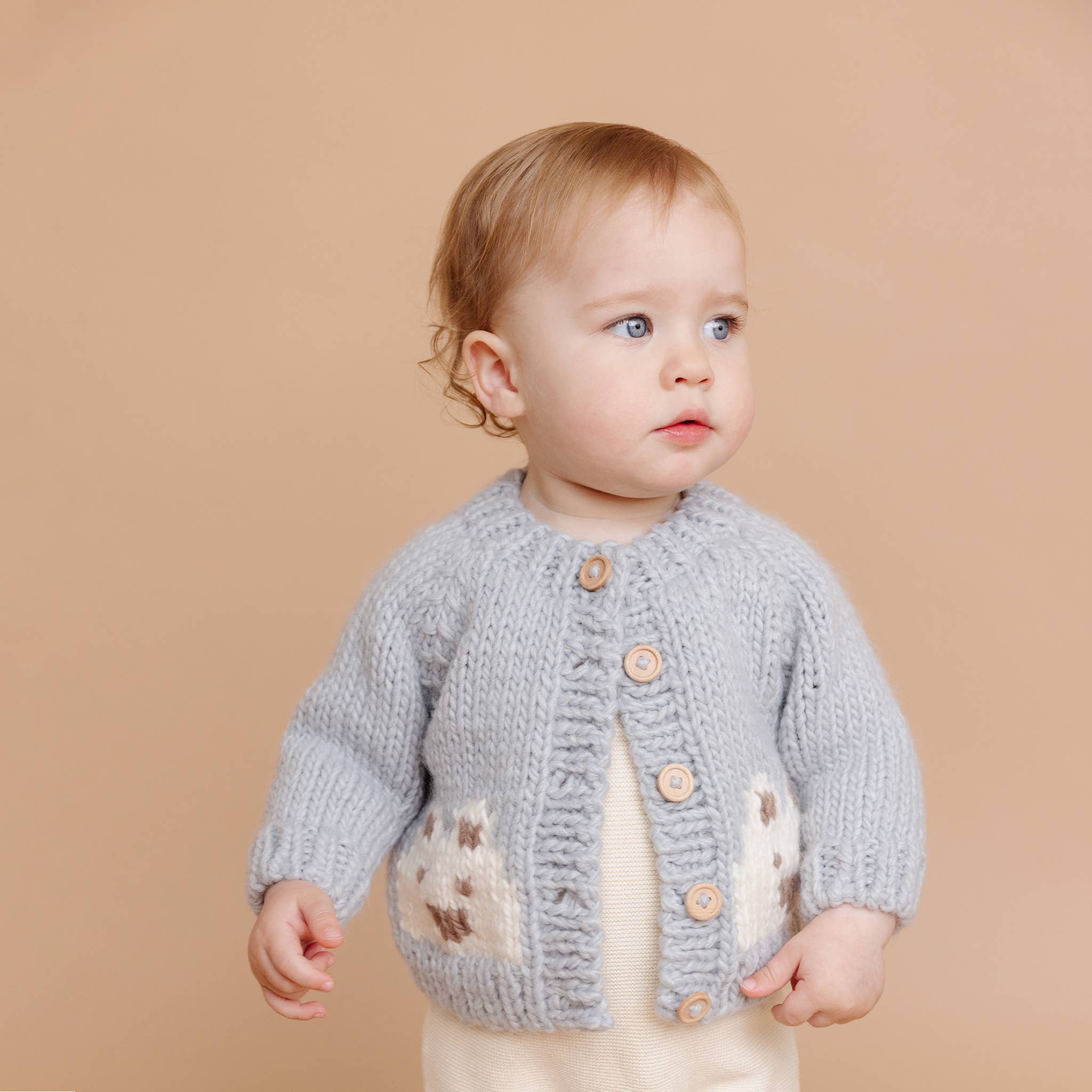 Bear Cardigan, Bowie Grey - Kid