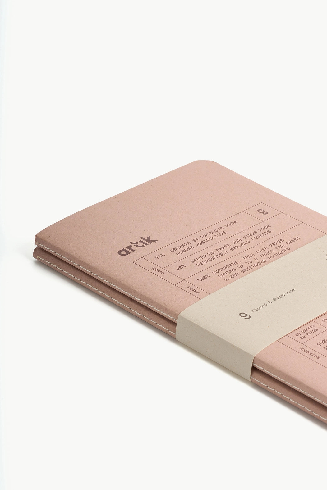 Artik Pack of 2 Singer Sewn Notebooks Almond