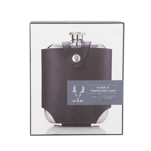 Viski Admiral Stainless Steel Flask and Traveling Case