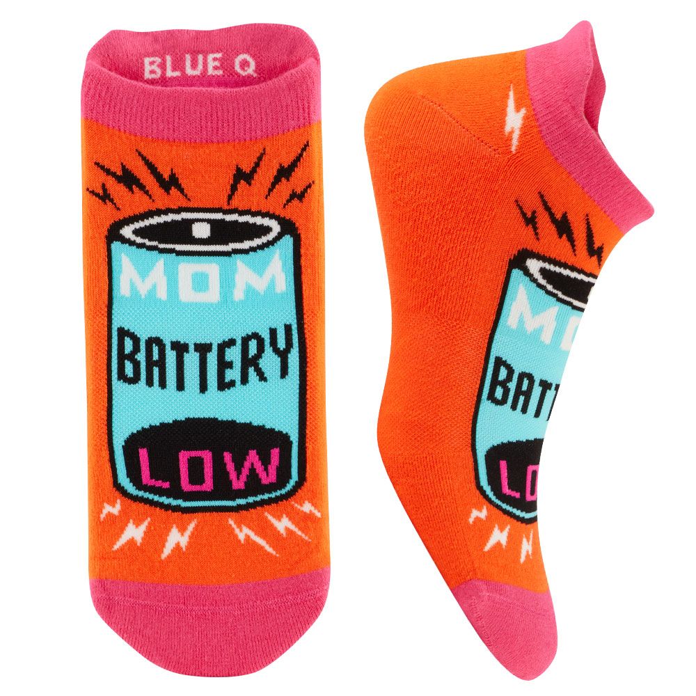 Blue Q Sneaker Socks S/M Mom Battery
