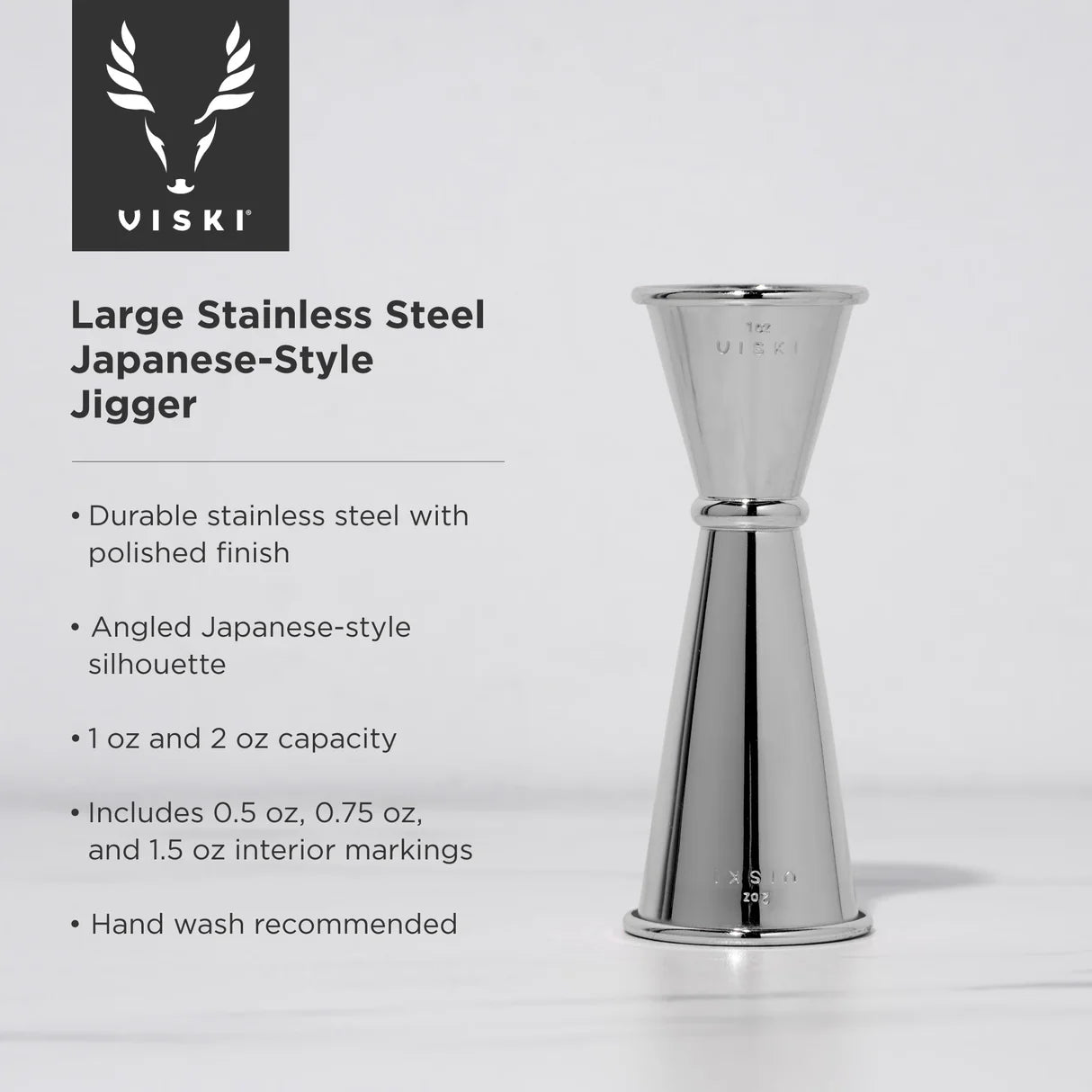 Viski Large Japanese Style Jigger Stainless Steel