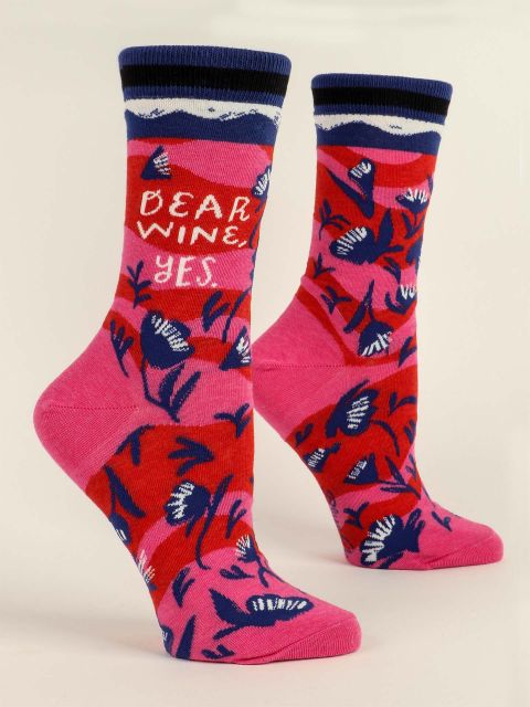Blue Q Women's Socks Dear Wine, Yes