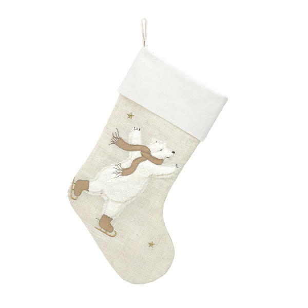 Mon Ami Skating Bear Christmas Stocking