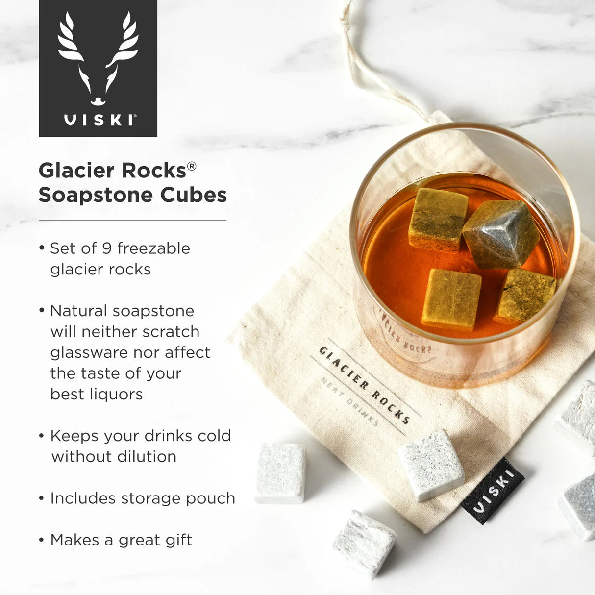 Viski Glacier Rocks Soapstone Cubes