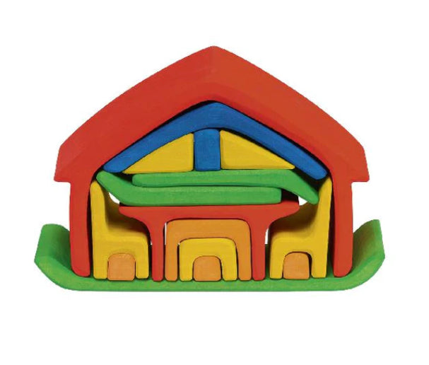 Gluckskafer House Red/Blue House Wood Puzzle