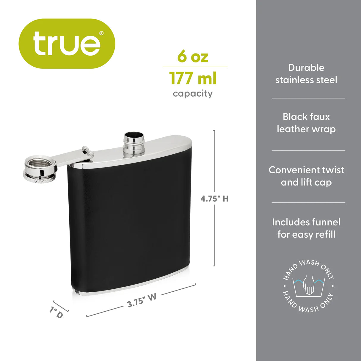 Stainless Steel Flask with Faux Leather 6oz