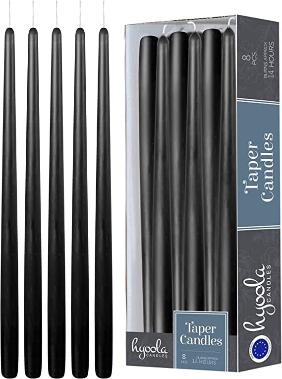 Hyoola 12" Black Taper Candle 12 pack
