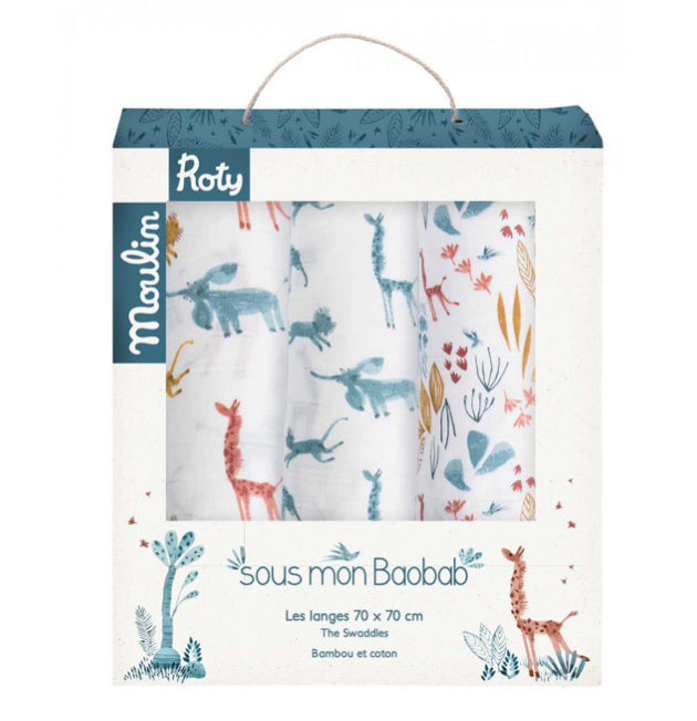 Moulin Roty Sous Mon Baobab Muslin Squares Set of 3