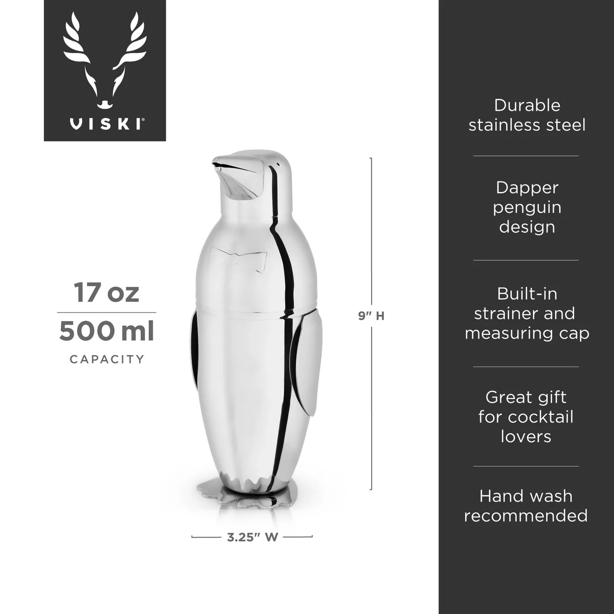 Viski Penguin Cocktail Shaker