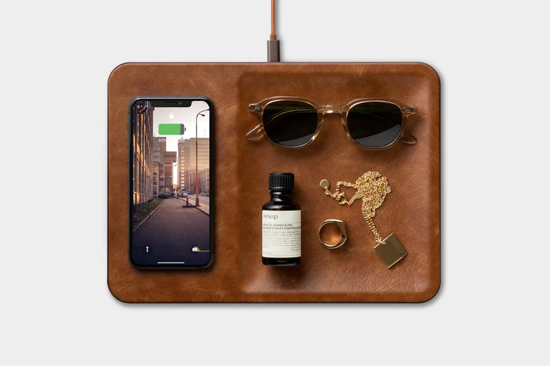 Catch:3 Essentials Leather Wireless Charger-Valet Tray Saddle*