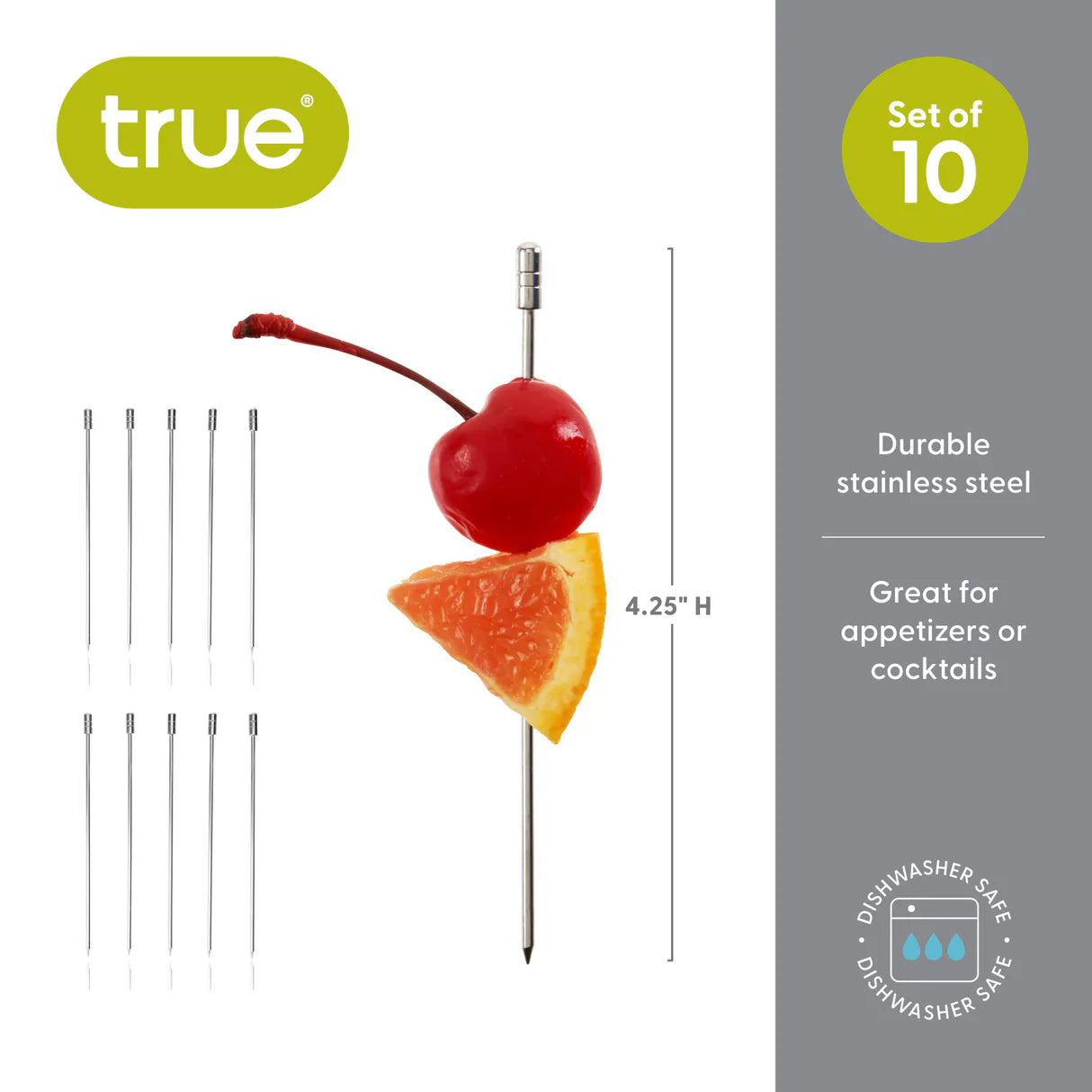 Stainless Steel Cocktail Picks (10)
