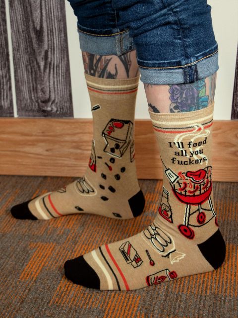 Blue Q Men's Socks Feed You Fuckers
