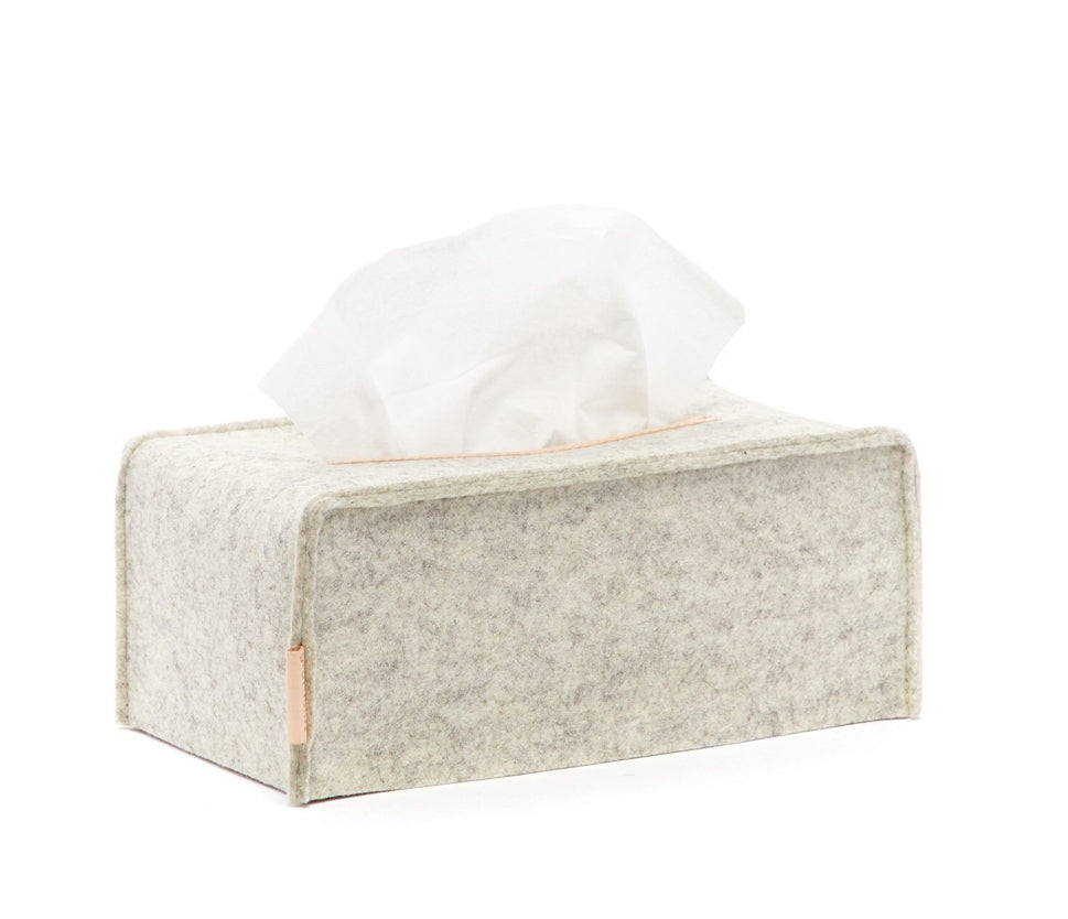 Graf Lantz Tissue Box Cover Large Heather White Felt