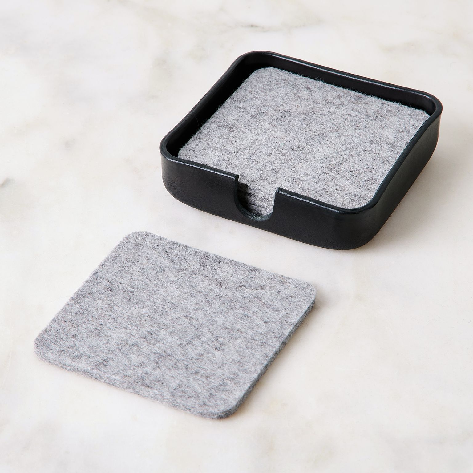 Graf Lantz Kobon Square Leather Tray Black