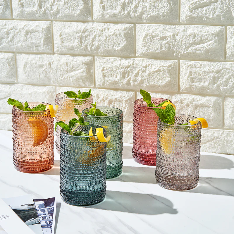 Wine Savant Beaded Tumbler Drinking Glasses