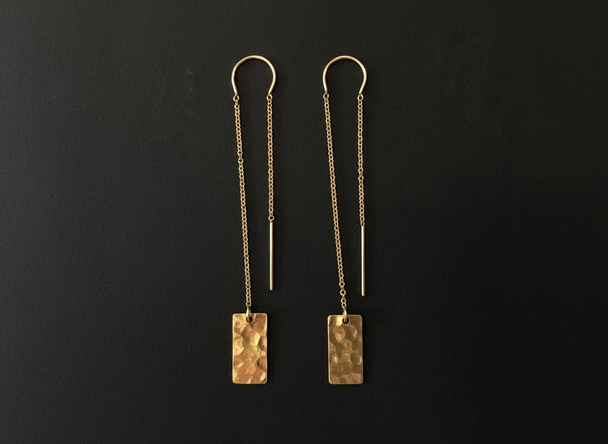 Lazy Maisie Rectangle Pull through Earrings Gold