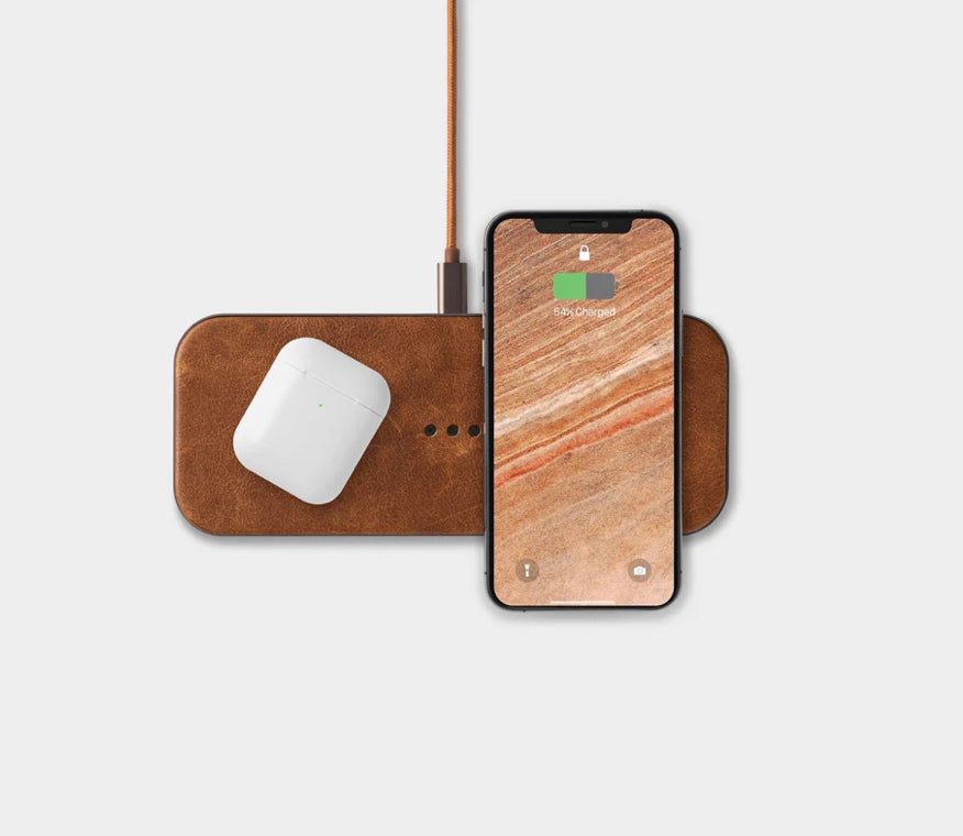 Catch:2 Classiics Leather Wireless Charger-Dual/Saddle