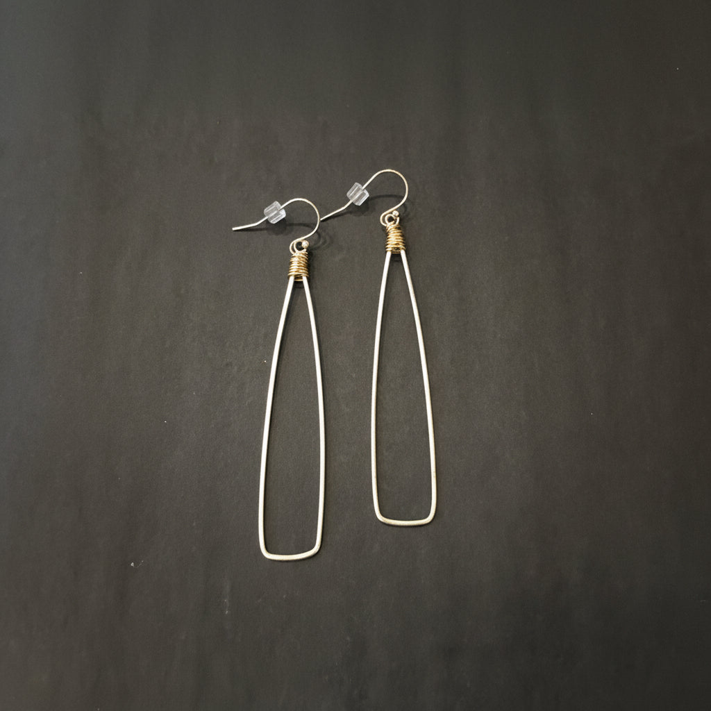 Original Hardware Modern Angle Earrlings Med in Satin SS